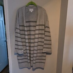 Olive & Oak Heather Gray Striped Cardigan